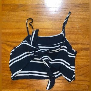 Navy Blue tie back crop top